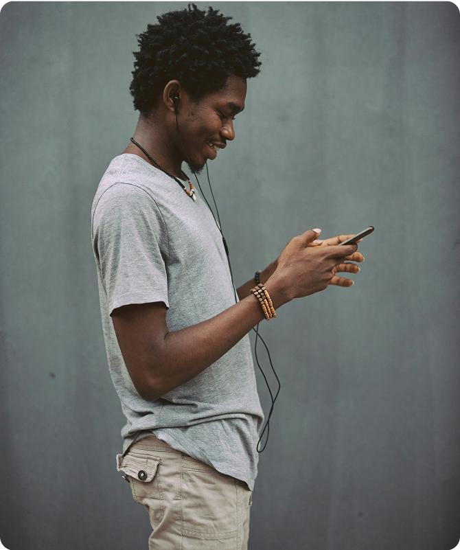 Person interacting with iPhone